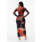 Long Sleeve Women's Gradient Pleated Maxi Dress Outfit