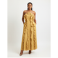 3D Floral Accent Halter Vertical Ruffle Maxi Dress