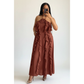 3D Floral Accent Halter Vertical Ruffle Maxi Dress