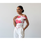 Floral Print Asymmetric Hem Fitted T-shirt