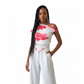Floral Print Asymmetric Hem Fitted T-shirt