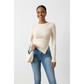 Ribbed Slim-fit Long-sleeve Asymmetrical Hems Tops