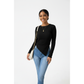 Ribbed Slim-fit Long-sleeve Asymmetrical Hems Tops