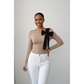 Ladies Elegant Off-the-shoulder Bowknot Long Sleeve Tops