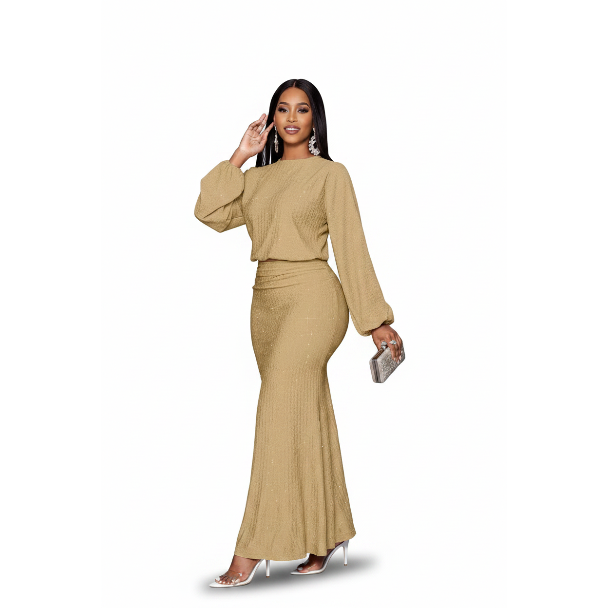 Elegant Mermaid Hem Bodycon 2 Piece Set
