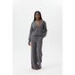 Ribbed Knit V-neck Cardigan and Drawstring Wide-leg Pant Set