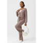 Ribbed Knit V-neck Cardigan and Drawstring Wide-leg Pant Set