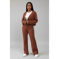 Ribbed Knit V-neck Cardigan and Drawstring Wide-leg Pant Set