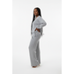 Ribbed Knit V-neck Cardigan and Drawstring Wide-leg Pant Set