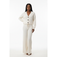 Ribbed Knit V-neck Cardigan and Drawstring Wide-leg Pant Set