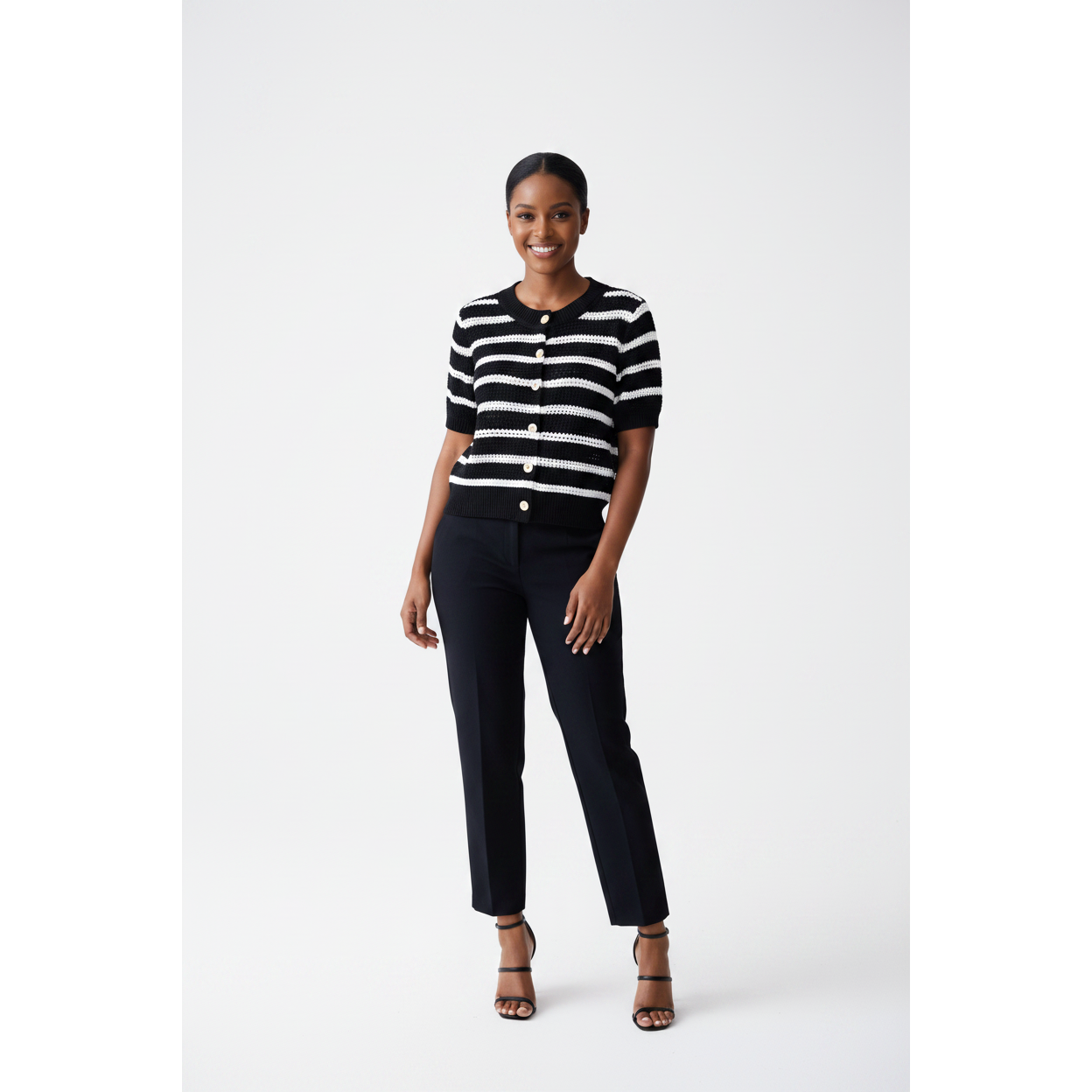 Striped Knitted Cardigan Sweater