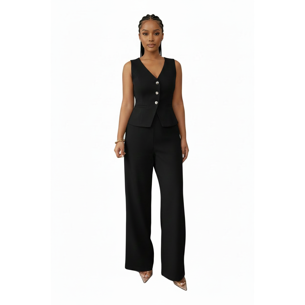 Elenzga Sleeveless Vest and Pants Suit Set