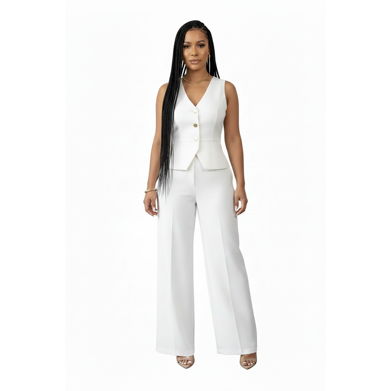 Elenzga Sleeveless Vest and Pants Suit Set