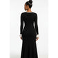 Elegant Knitted Trim Midi Dress