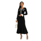 Elegant Knitted Trim Midi Dress