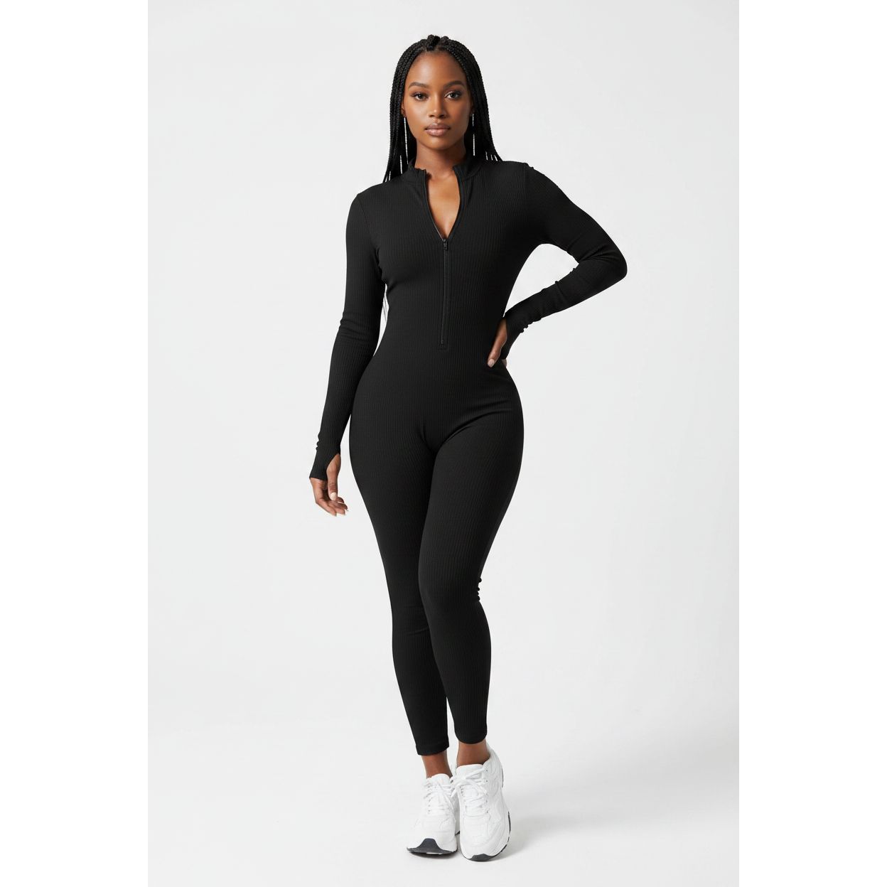 Long-Sleeved High-Neck Jogger Jumsuit