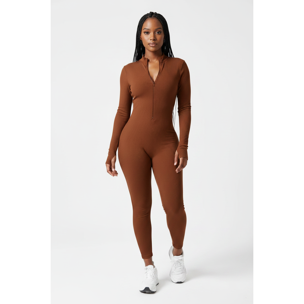 Long-Sleeved High-Neck Jogger Jumsuit