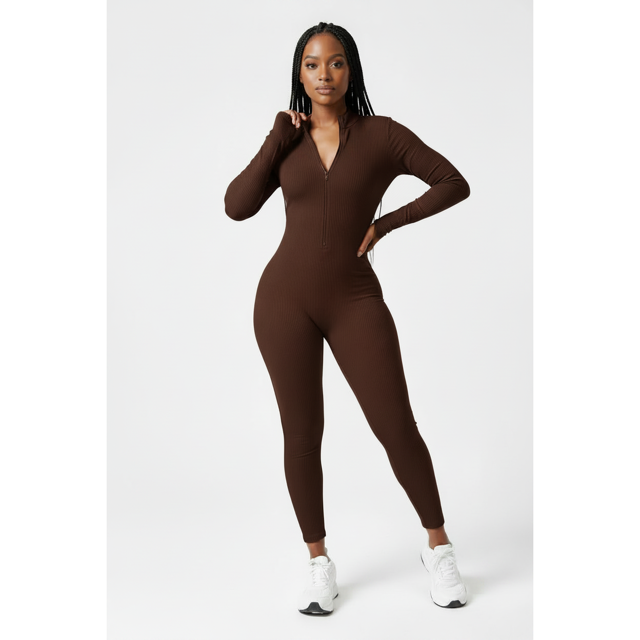 Long-Sleeved High-Neck Jogger Jumsuit