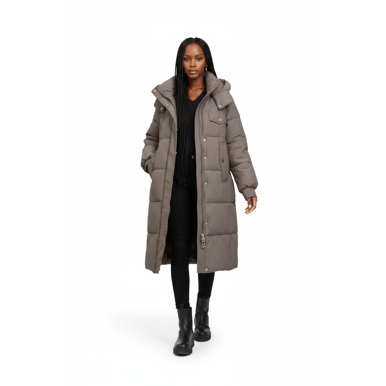 Oversized Long Pocket Puffer Jacket