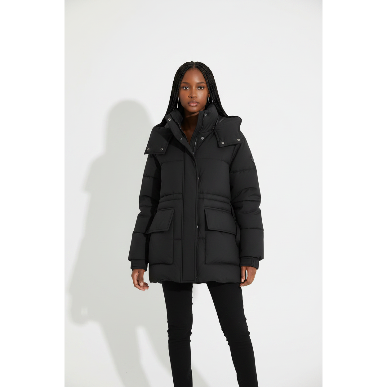 Plus Size Winter Hooded Utility Puffer Jacket