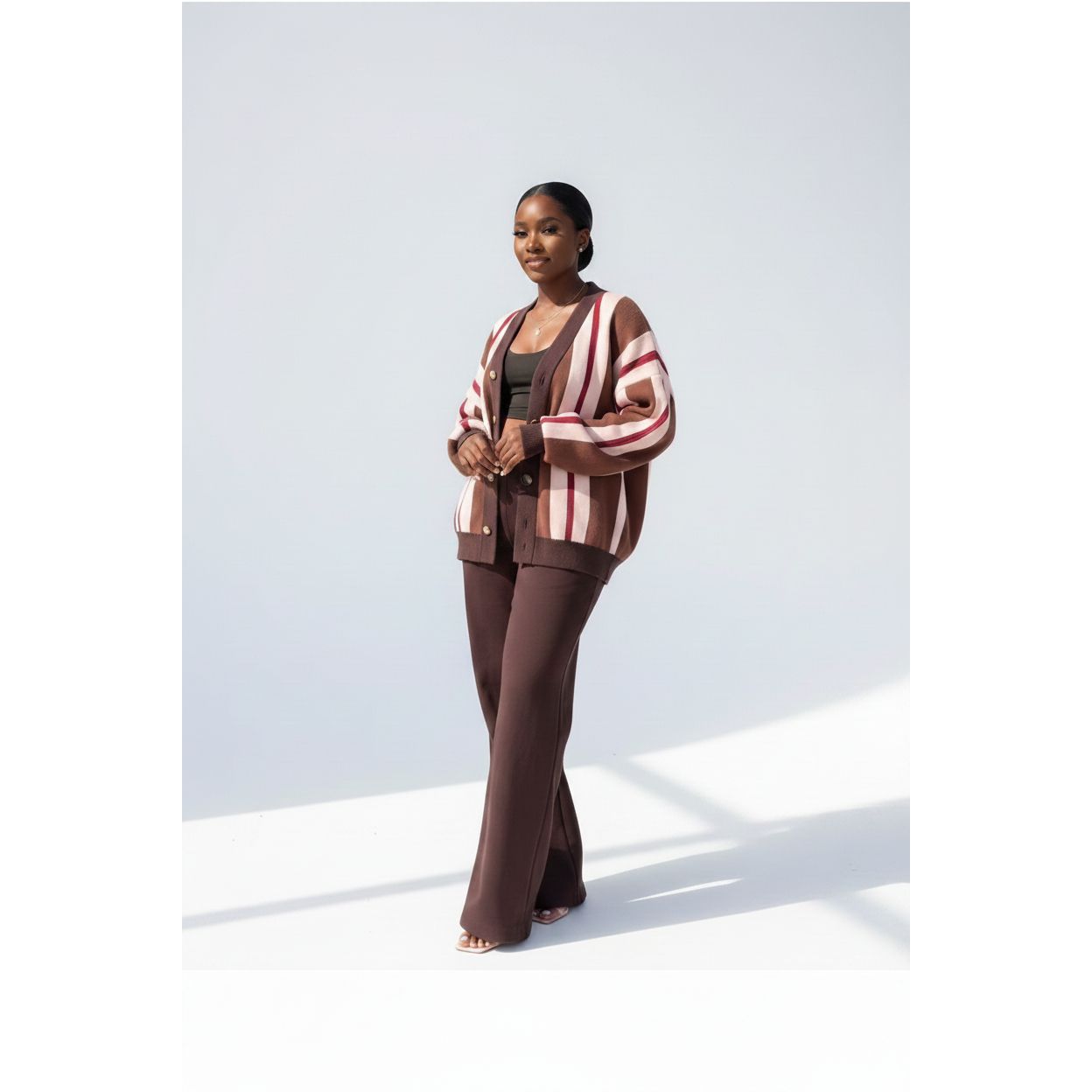 Ladies Oversized Striped Cardigan