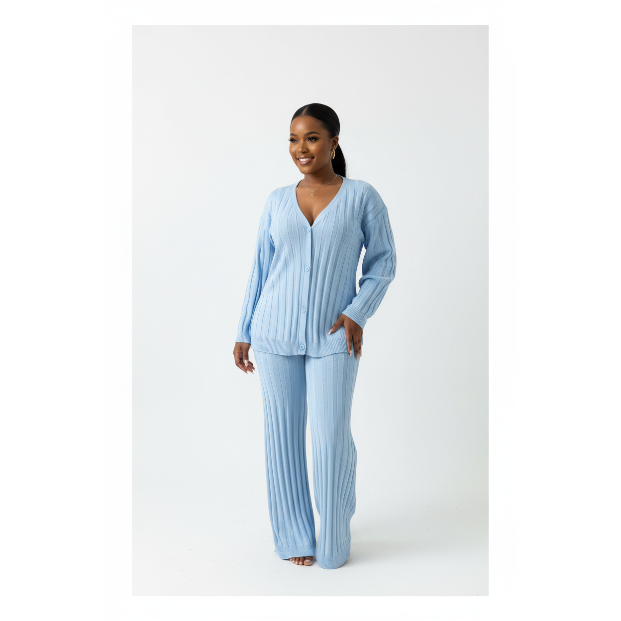 Ribbed Knit V-Neck Two Piece Set – YELLOW SUB TRADING