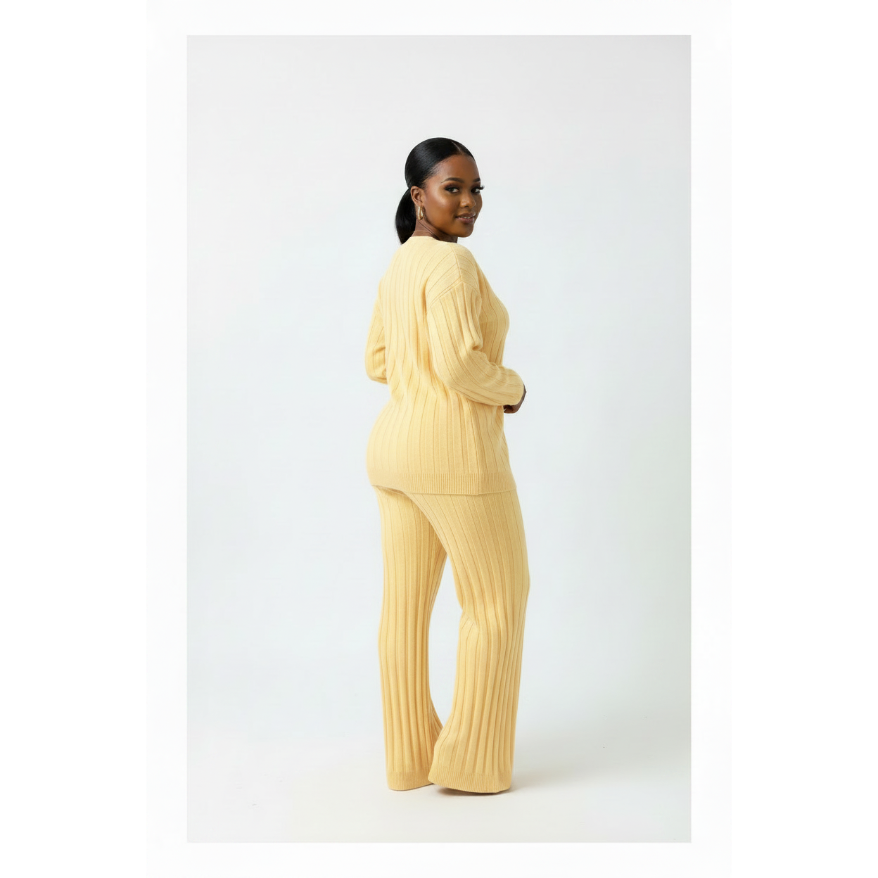 Ribbed Knit V-Neck Two Piece Set – YELLOW SUB TRADING