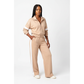 Casual Sportwear Collar Zip Jacket & Wide-Leg Pants