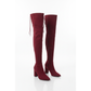 Suede Chunky Heel Thigh High Sock Boots