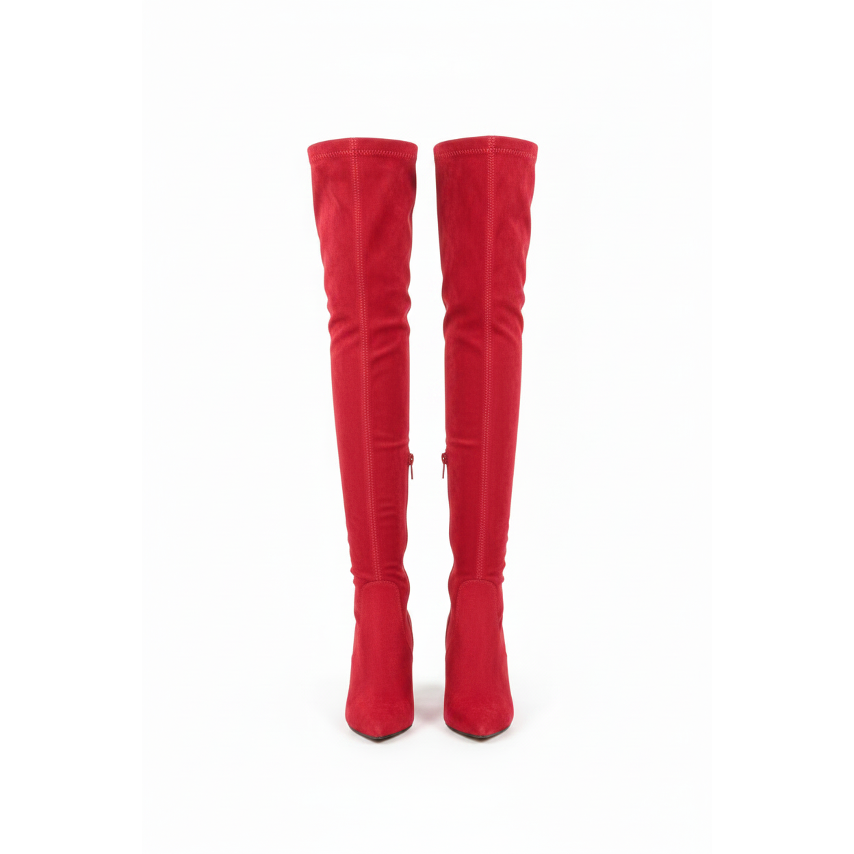 Suede Chunky Heel Thigh High Sock Boots
