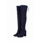 Suede Chunky Heel Thigh High Sock Boots