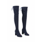 Suede Chunky Heel Thigh High Sock Boots