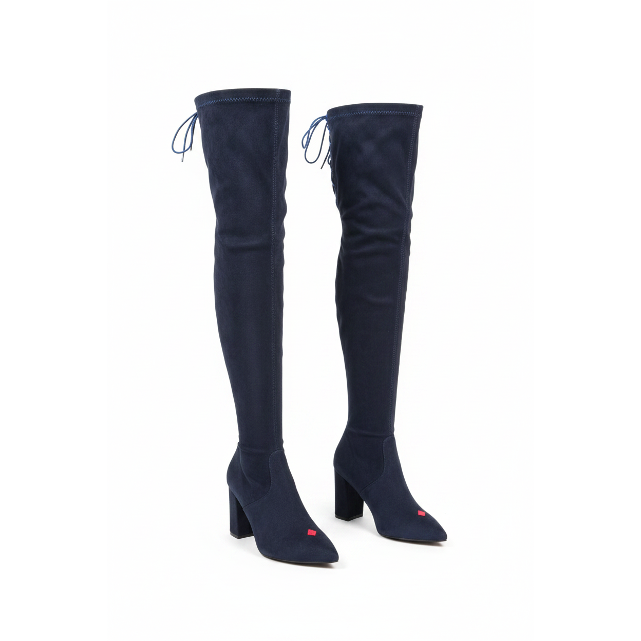 Suede Chunky Heel Thigh High Sock Boots