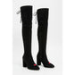 Suede Chunky Heel Thigh High Sock Boots