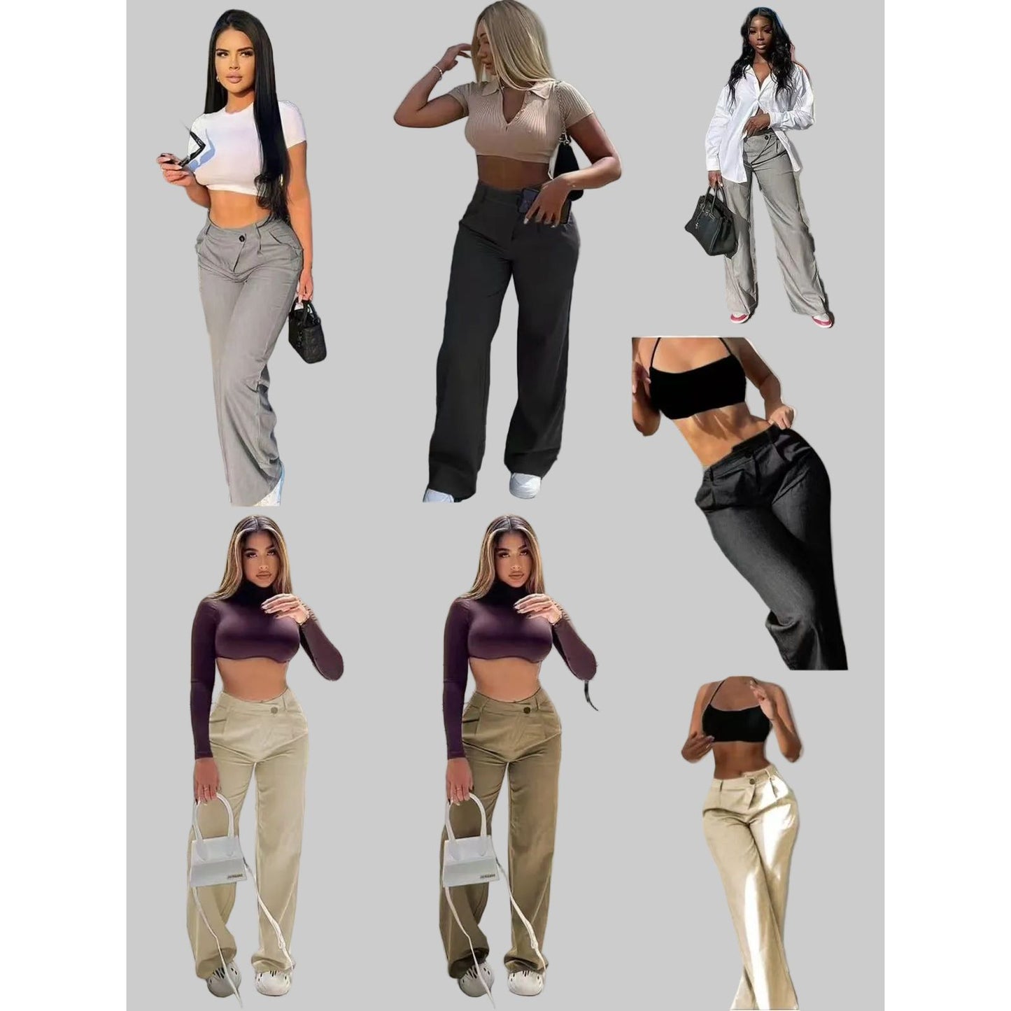 Ladies High Waist Wide Leg Pants