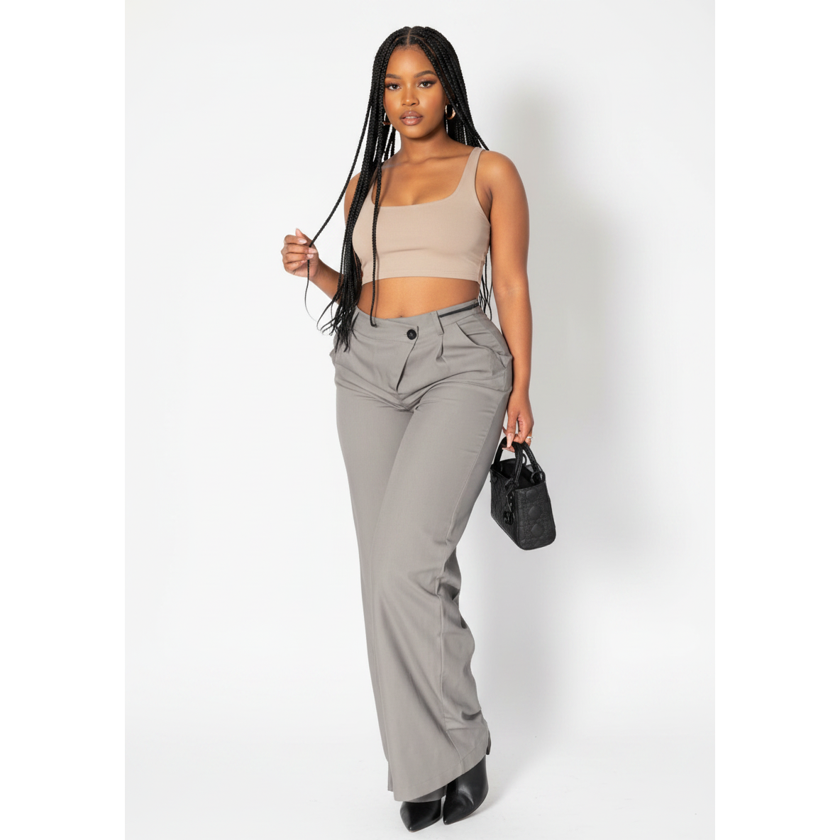 Ladies High Waist Wide Leg Pants