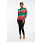 Long Sleeve Multicolor Harlequin Print Top