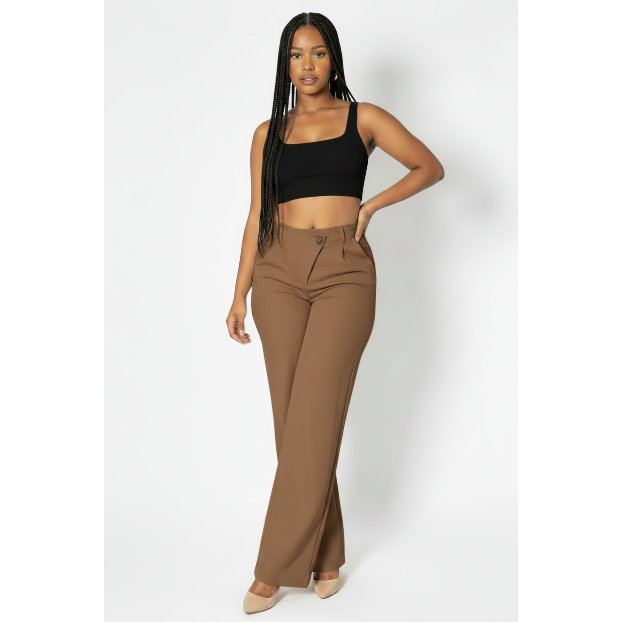 Ladies High Waist Wide Leg Pants