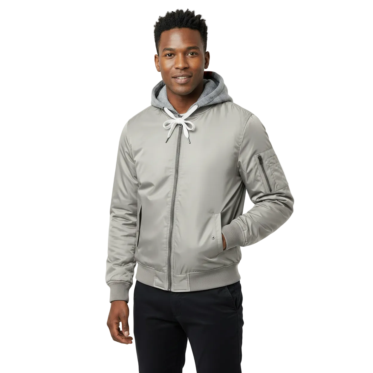 Men's Grey Hooded Bomber Jacket – YELLOW SUB TRADING