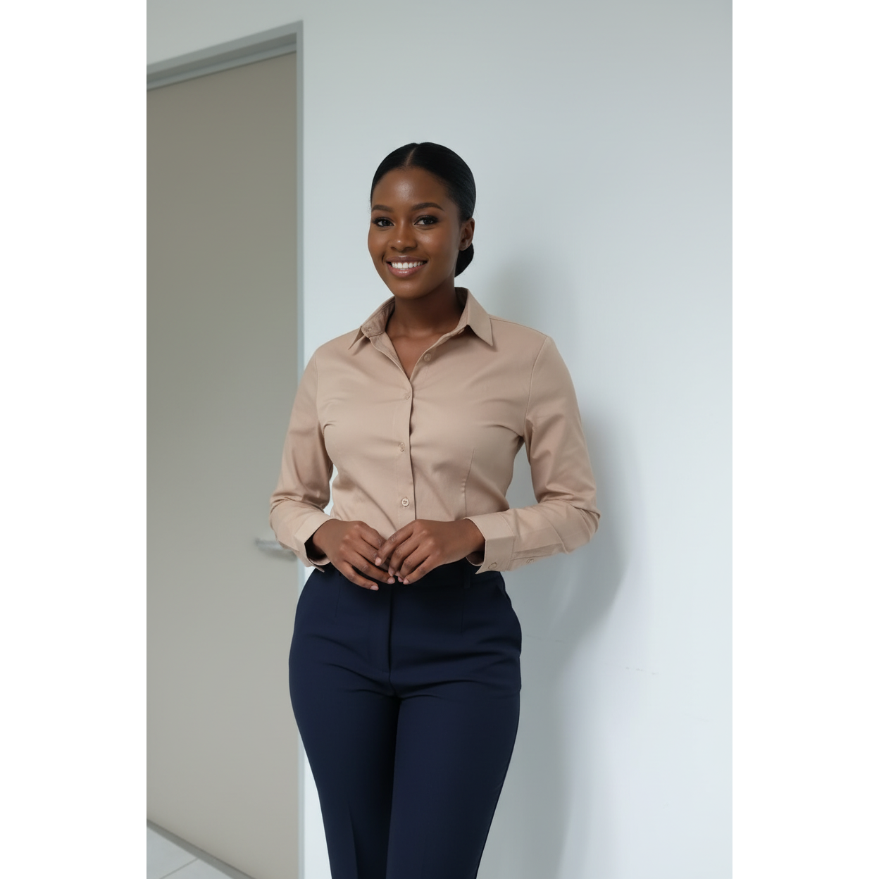 Ladies Long Sleeve Collar Neck Shirt