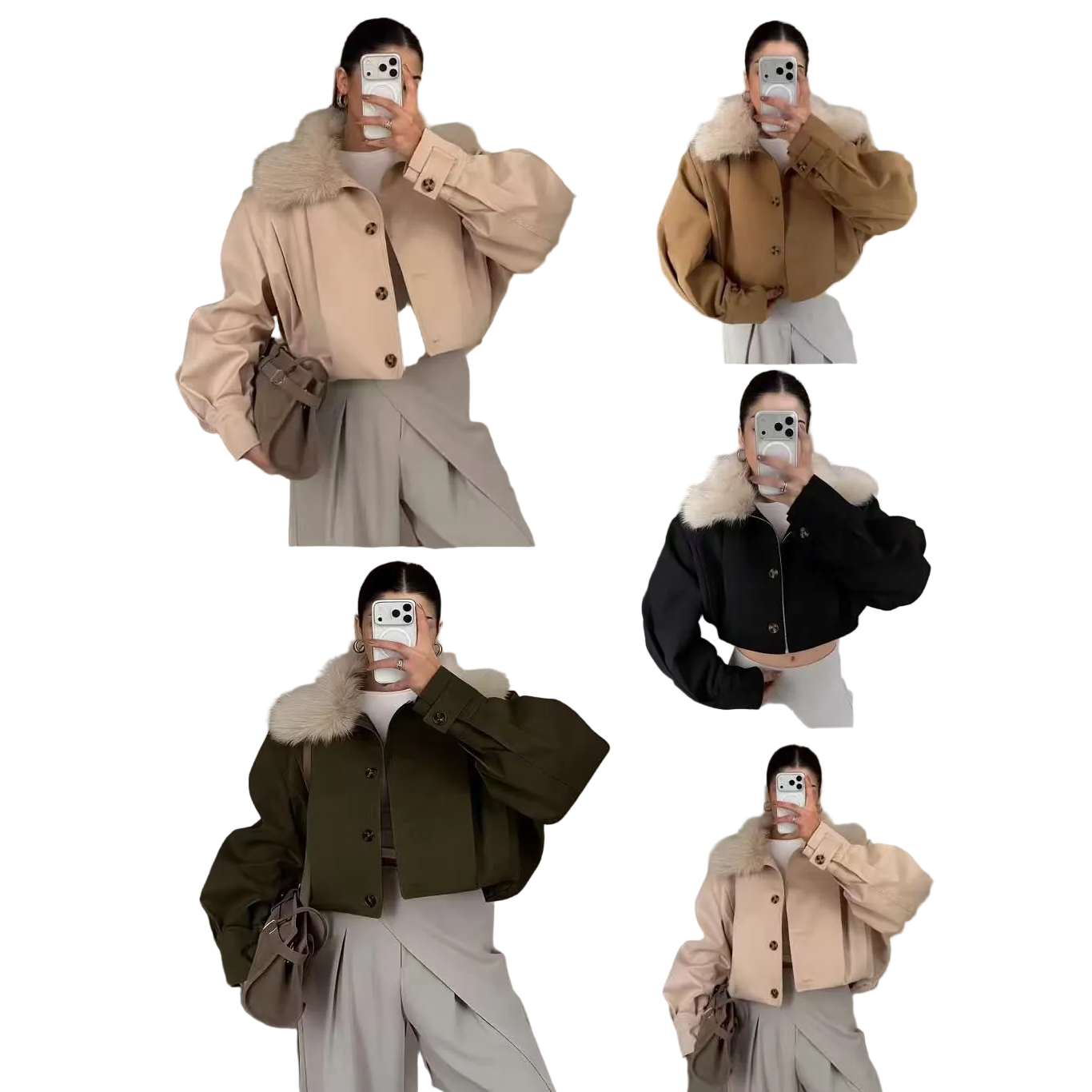 Oversized Fur Collar Cropped Jacket – YELLOW SUB TRADING