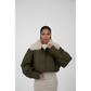 Oversized Fur Collar Cropped Jacket