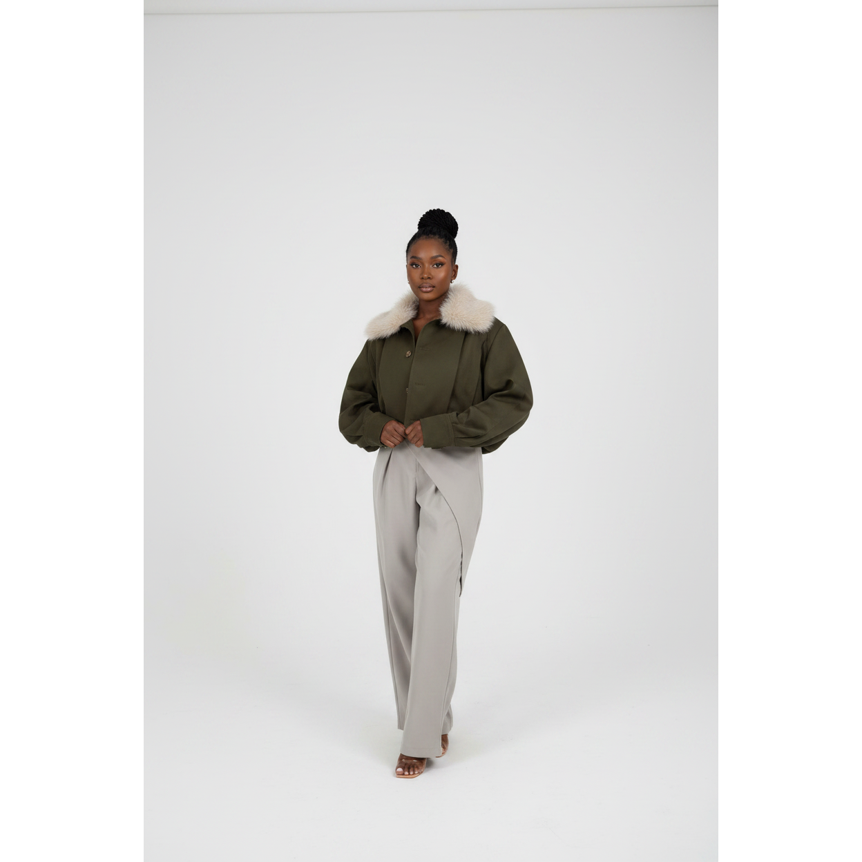 Oversized Fur Collar Cropped Jacket – YELLOW SUB TRADING