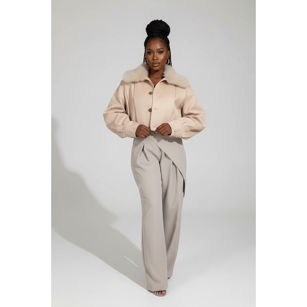 Oversized Fur Collar Cropped Jacket – YELLOW SUB TRADING