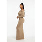 Elegant Foldover Off Shoulder Maxi Dress