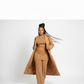 Ladies Long Tailored Sleeve Collared Coat
