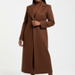 Ladies Long Tailored Sleeve Collared Coat