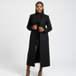 Ladies Long Tailored Sleeve Collared Coat