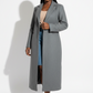 Ladies Long Tailored Sleeve Collared Coat