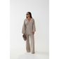 Knitted Lantern Sleeve Wrap Cardigan & Wide-Leg Pants